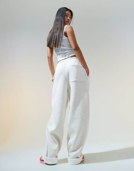 ASOS DESIGN oversized sweatpants with turnback hem detail in oatmeal heather