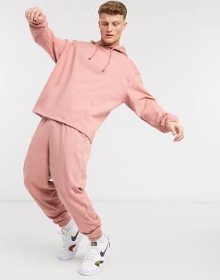 ASOS DESIGN oversized tracksuit with hoodie and sweatpants in pink