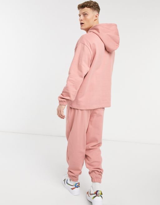 ASOS DESIGN oversized tracksuit with hoodie and sweatpants in pink