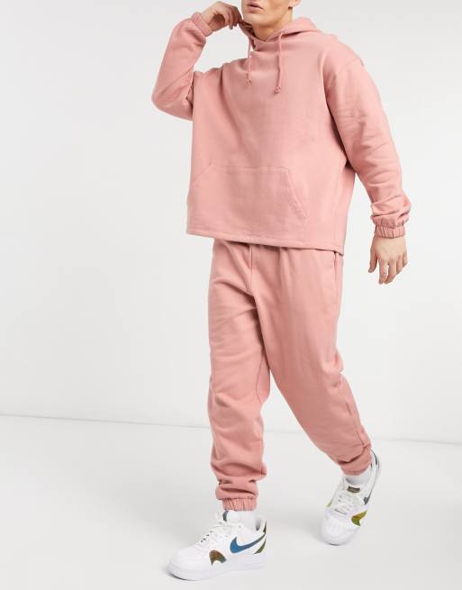 ASOS DESIGN oversized tracksuit with hoodie and sweatpants in pink