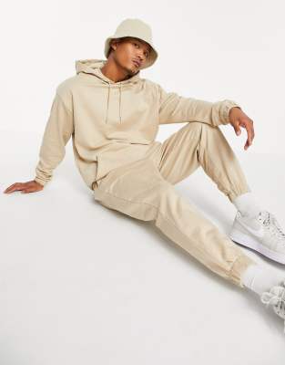 beige matching tracksuit