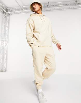 beige hoodie and sweatpants