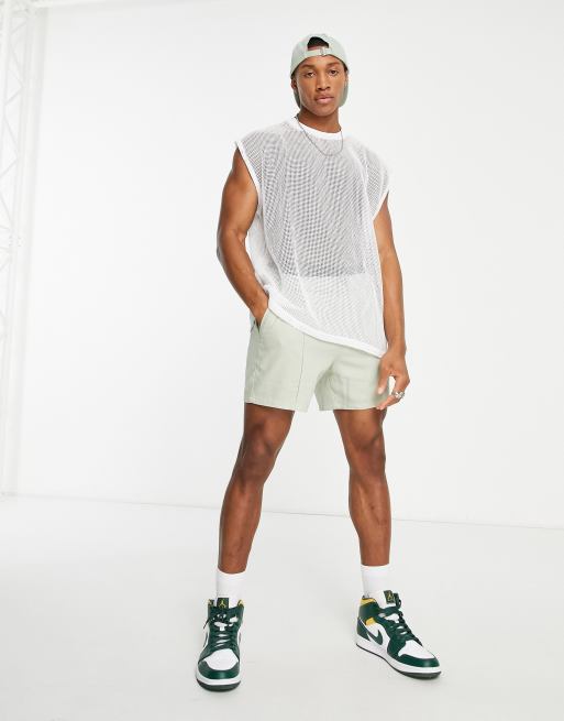 ASOS DESIGN – Oversized Trägertop aus Netzstoff in Weiß