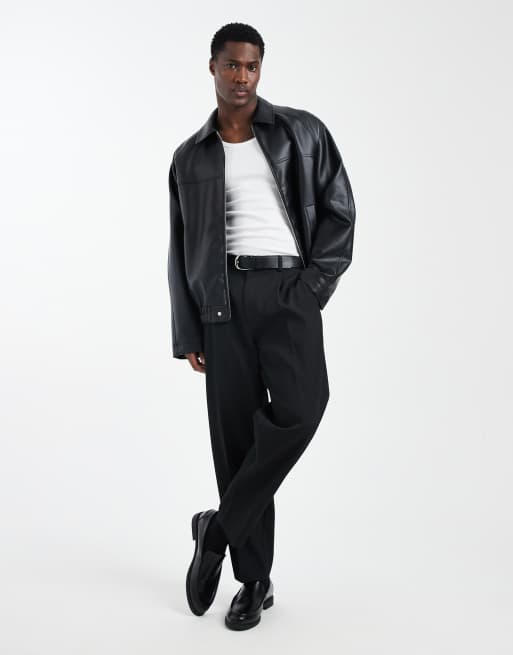 ASOS DESIGN - Oversized trainingsjack van imitatieleer in zwart, 2 van 5