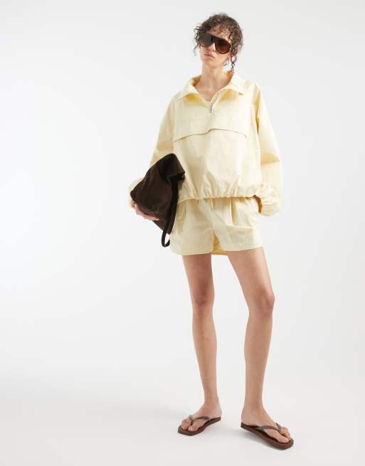 ASOS DESIGN - Oversized trainingsjack van papertouch stof in citroengeel, 3 van 4