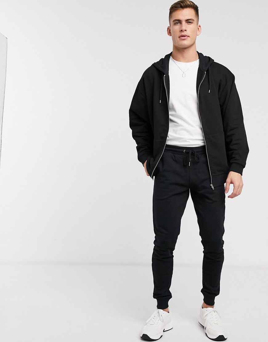 ASOS DESIGN - Oversized trainingspack met hoodie met rits in zwart