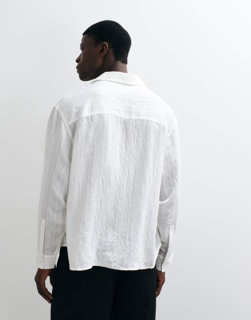 ASOS DESIGN oversized transparante overhemdtop in crème, 4 van 5