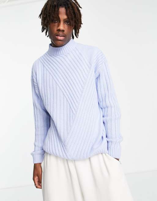 Light blue ribbed turtleneck sweater sale