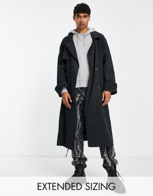 ASOS DESIGN oversized trench coat in black