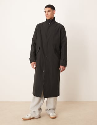 Asos Design Oversized Trench Coat In Black