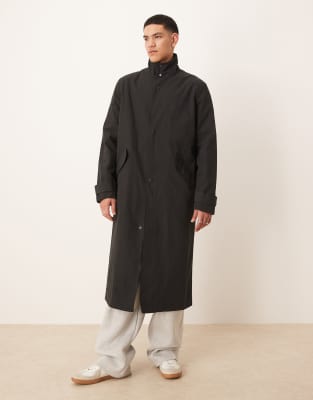 ASOS DESIGN oversized trench coat in black φωτογραφία