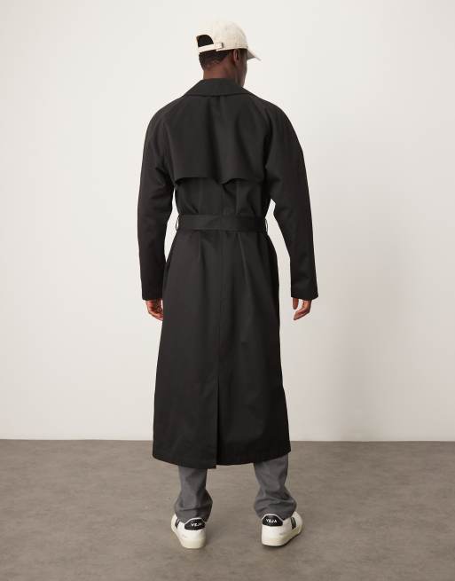 ASOS DESIGN oversized trench coat in black, 2 of 4