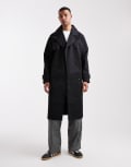 [ASOS DESIGN] ASOS DESIGN oversized trench coat in black XS BLACK