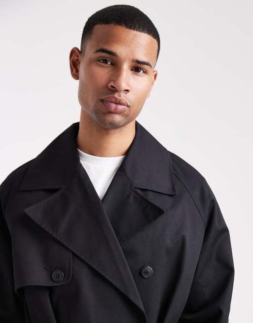 ASOS DESIGN – Oversize-Trenchcoat in Schwarz