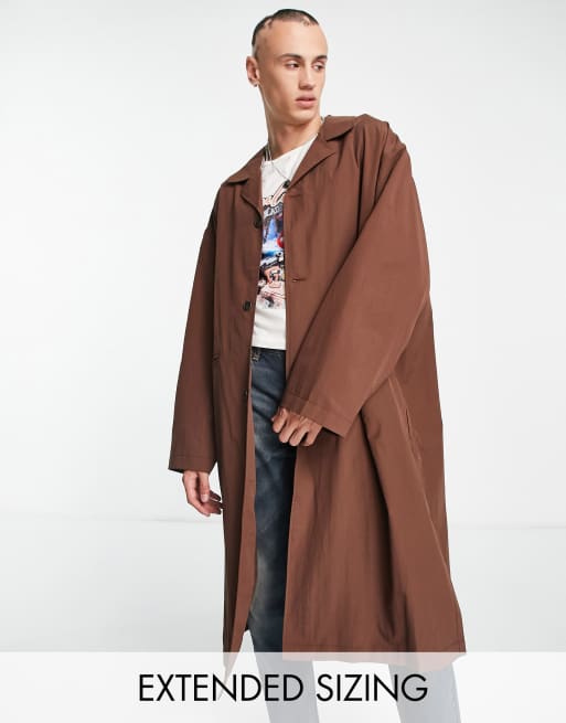 ASOS DESIGN oversized trench coat in brown