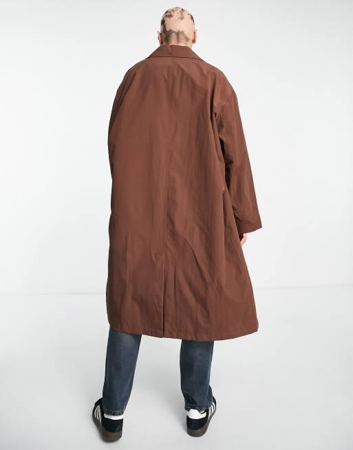 ASOS DESIGN oversized trench coat in brown | ASOS