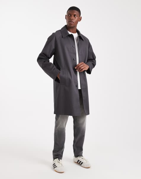 ASOS DESIGN oversized trench coat in charcoal - view 1
