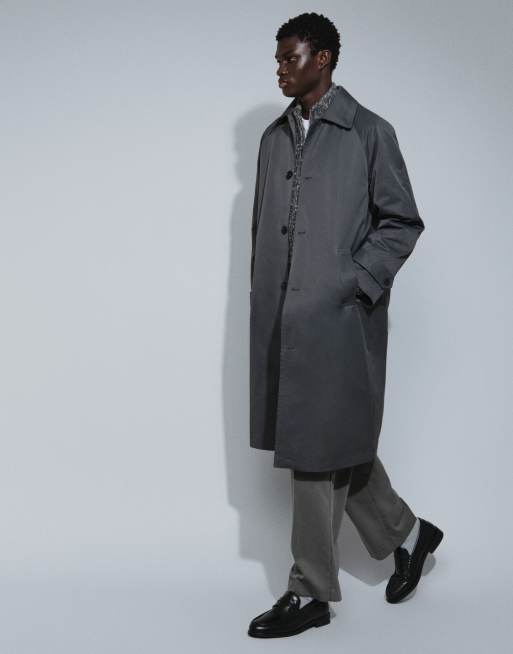 ASOS DESIGN oversized trench coat in charcoal, 4 of 9