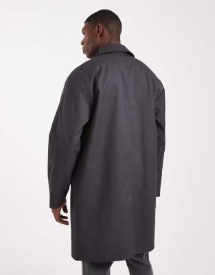 Asos Design Oversized Trench Coat In Gray