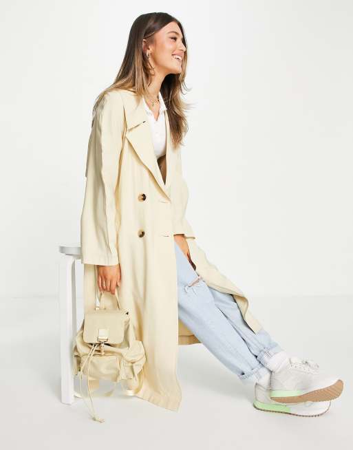 ASOS DESIGN oversized trench coat in cream | ASOS