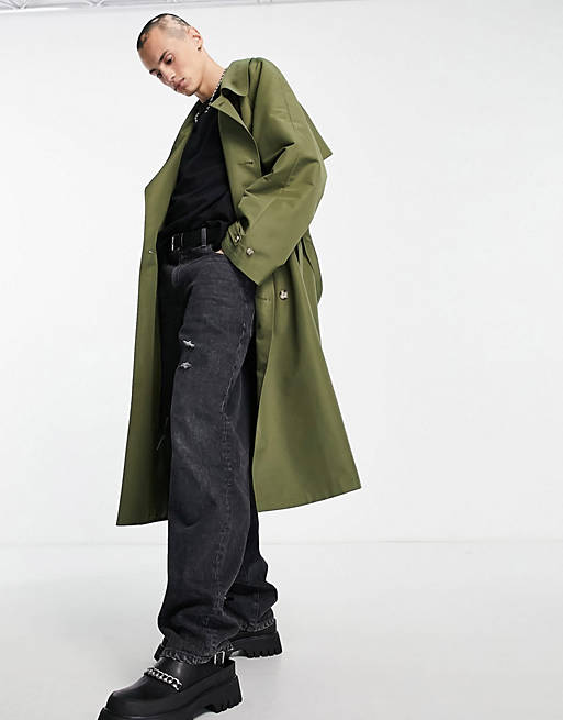ASOS DESIGN oversized trench coat in khaki | ASOS
