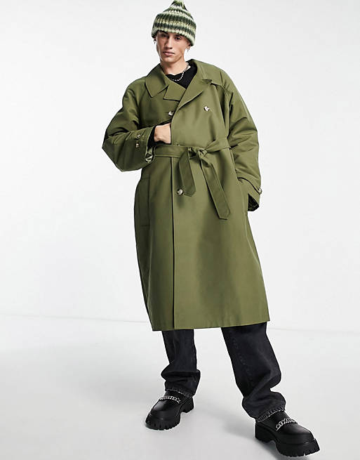 Kaki Asos Femme Vêtements Manteaux & Vestes Manteaux Trench-coats Trench-coat oversize 