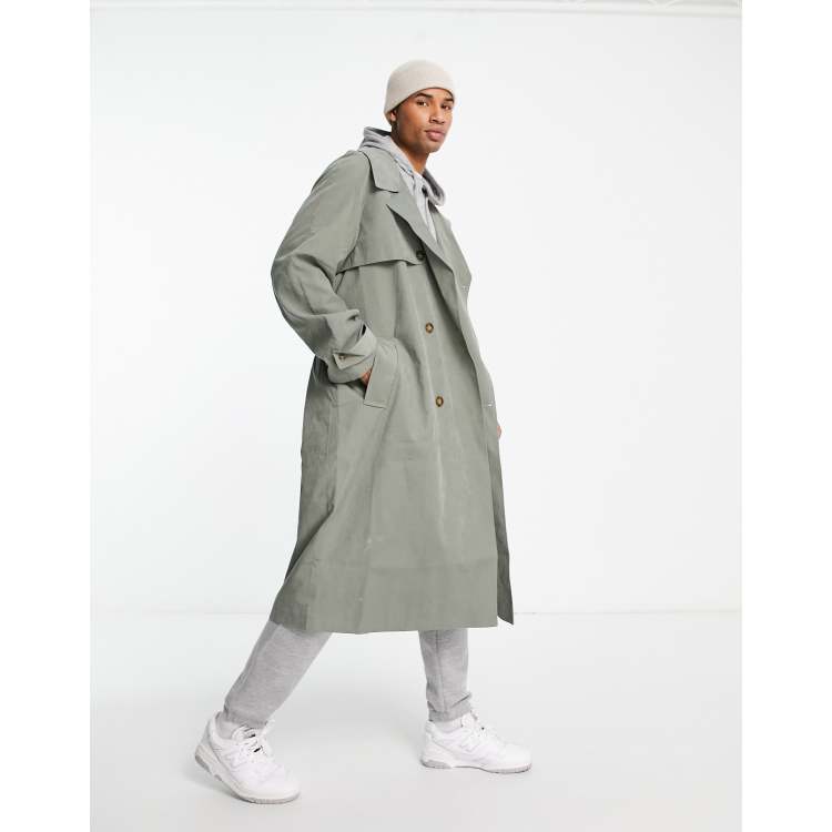 ASOS DESIGN oversized trench coat in khaki