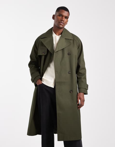 ASOS DESIGN oversized trench coat in khaki - view 1