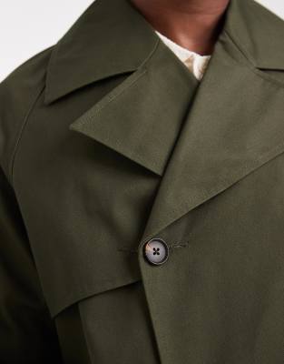 Asos Design Oversized Trench Coat In Green