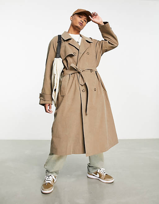 ASOS DESIGN oversized trench coat in light brown