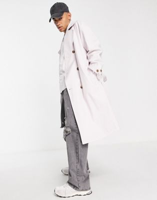 ASOS DESIGN oversized trench coat in light pink - ASOS Price Checker
