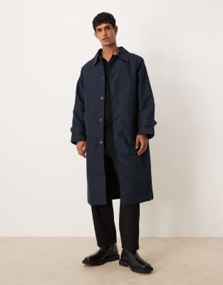 Asos Design Oversized Trench Coat In Blue