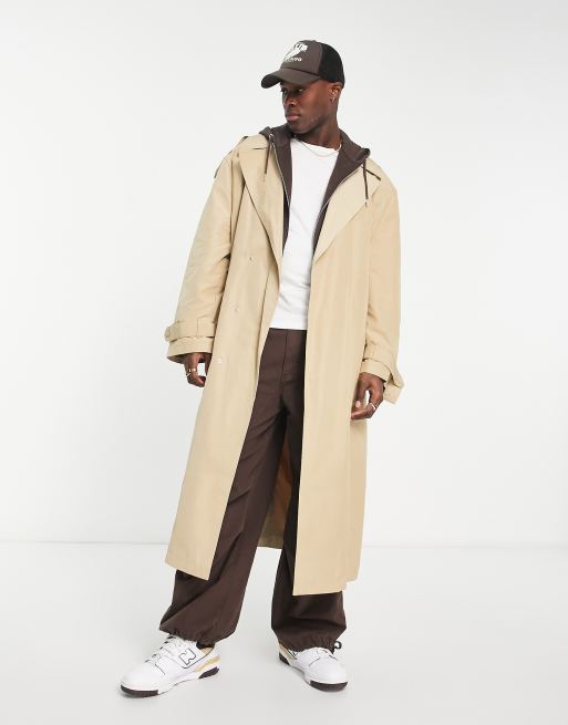 ASOS DESIGN oversized trench coat in sand