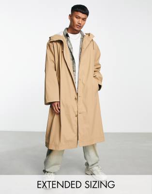 ASOS DESIGN Oversized Trench Coat In Stone