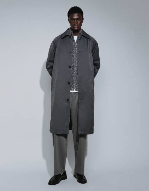 ASOS DESIGN oversized trench i kulgrå - view 1