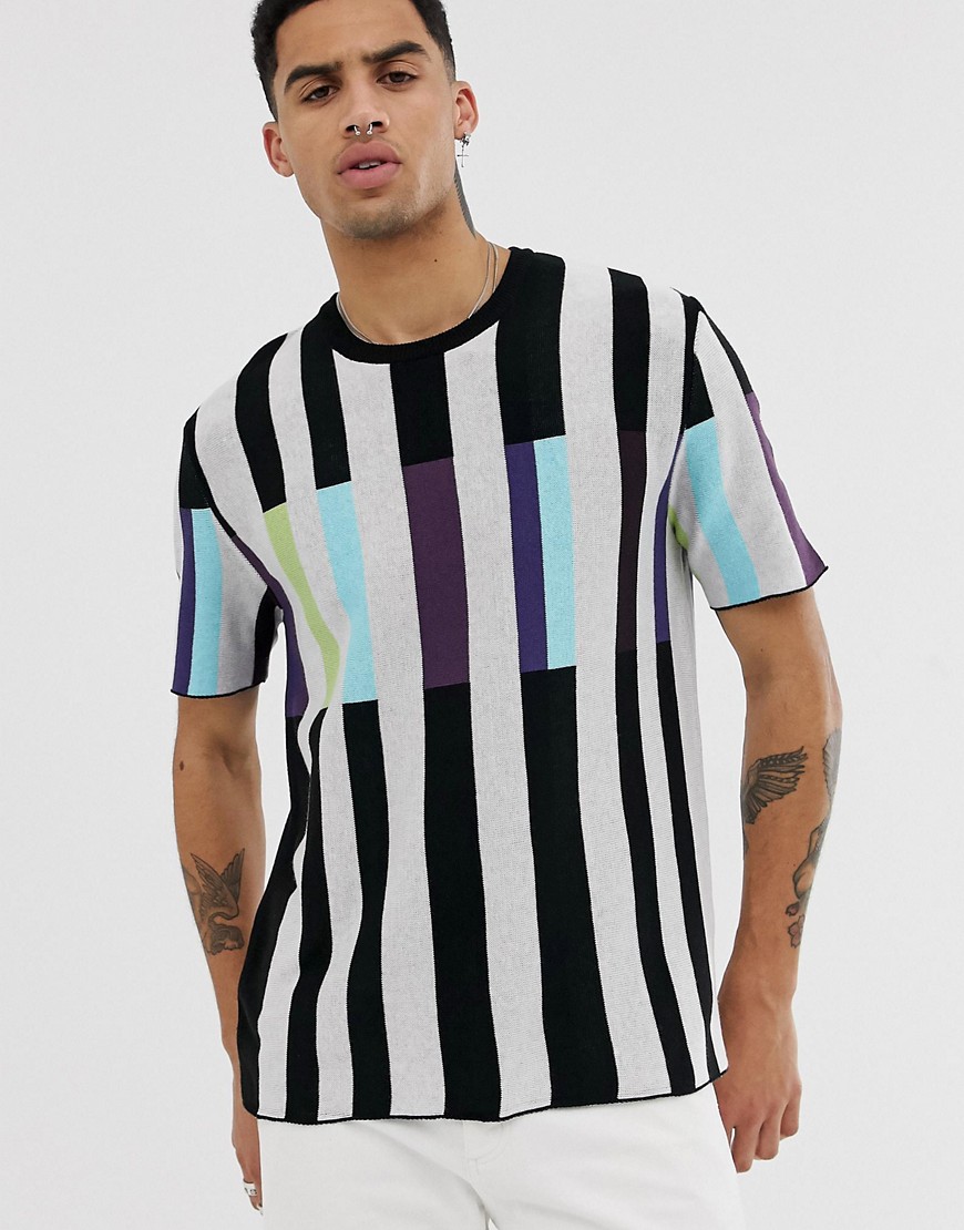 ASOS DESIGN - Oversized tricot T-shirt met strepen-Multi