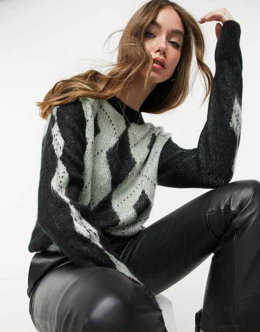 ASOS DESIGN - Oversized trøje i sort argyle-mønster