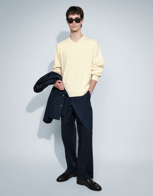 ASOS DESIGN oversized tröja med v-ringning i gult, 4 av 5