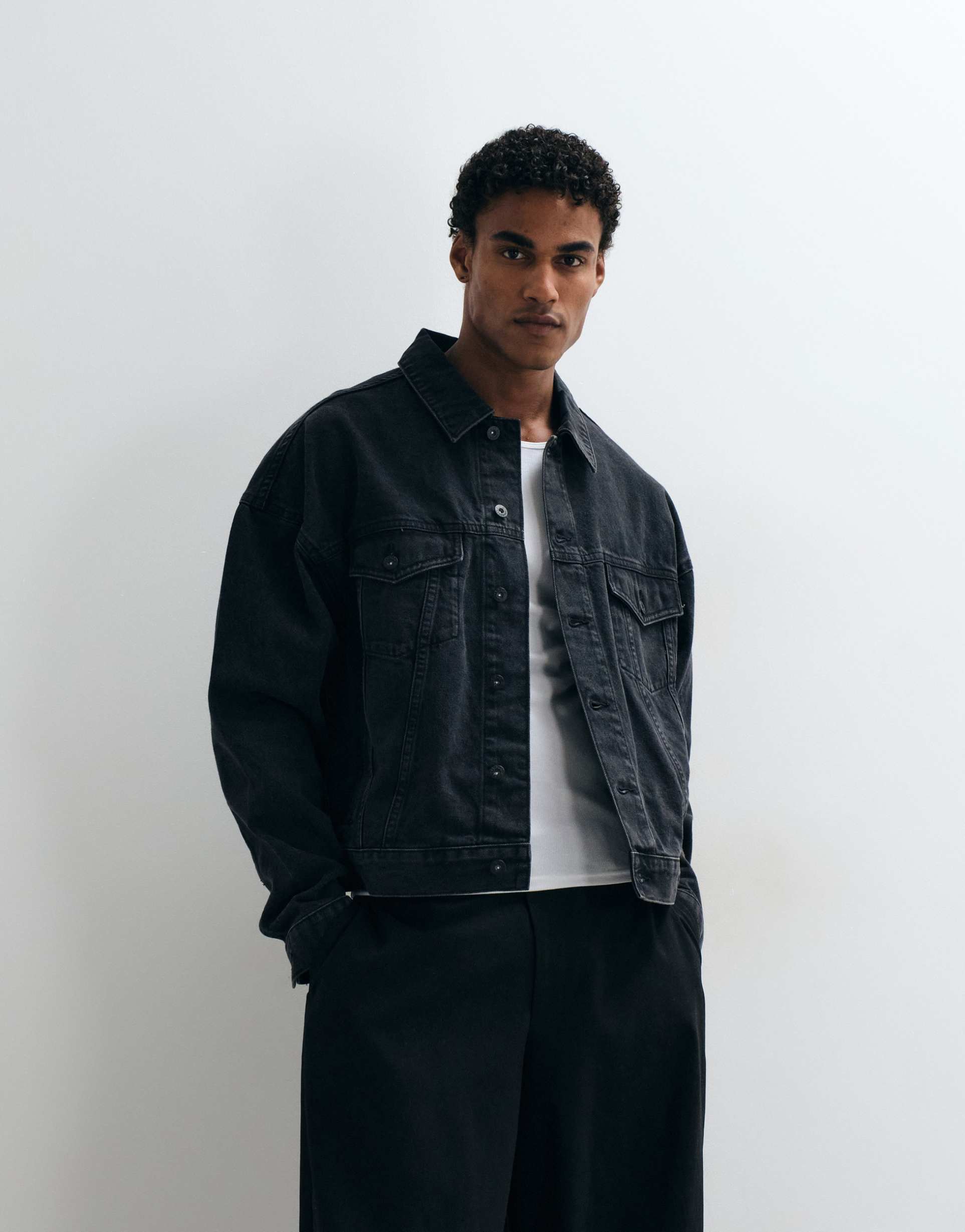 ASOS DESIGN oversized trucker denim jacket in washed black