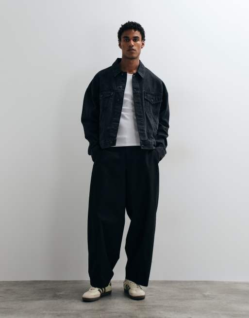 ASOS DESIGN oversized trucker denim jacket in washed black, 2 of 5