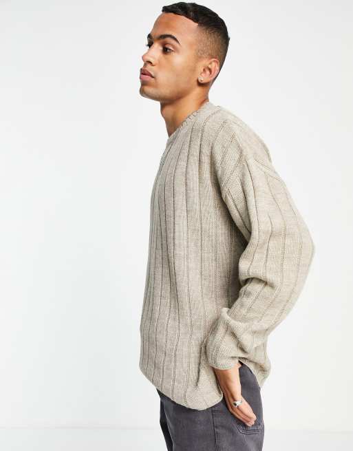 ASOS DESIGN - Oversized trui met brede ribbel in lichtbeige