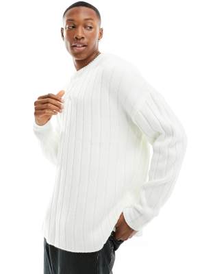 ASOS DESIGN - Oversized trui met brede ribbels in crème | ASOS