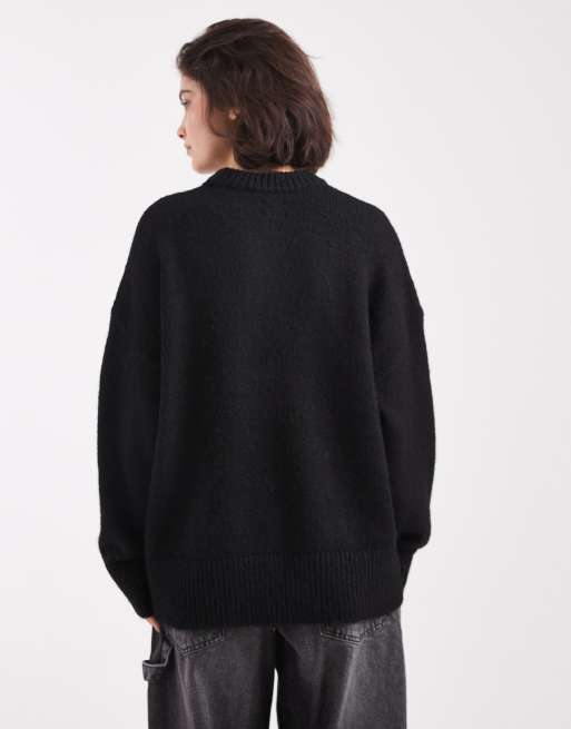 ASOS DESIGN - Oversized trui met kristallen bloemen in zwart, 4 van 4