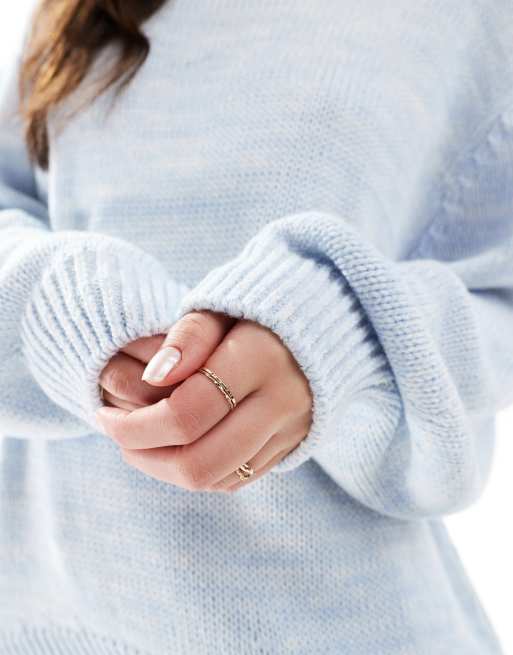 ASOS DESIGN oversized crew neck sweater in blue twist yarn