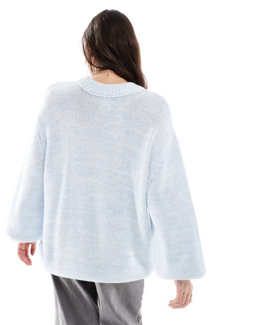 ASOS DESIGN oversized crew neck sweater in blue twist yarn