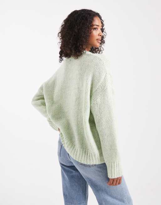 ASOS DESIGN - Oversized trui met ronde hals in meerdere kleuren saliegroen, 4 van 4