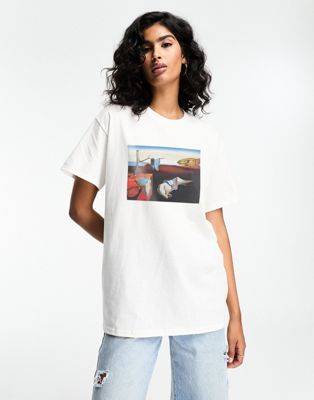 ASOS DESIGN oversized tshirt with Dali art graphic in white