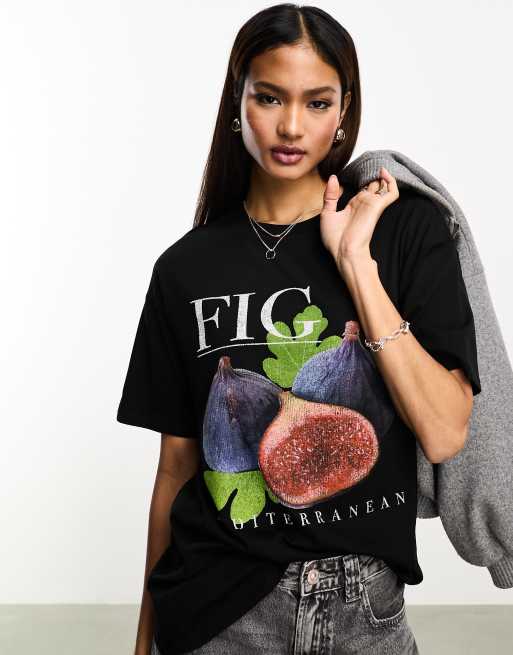 ASOS DESIGN oversized tshirt with fig graphic in black