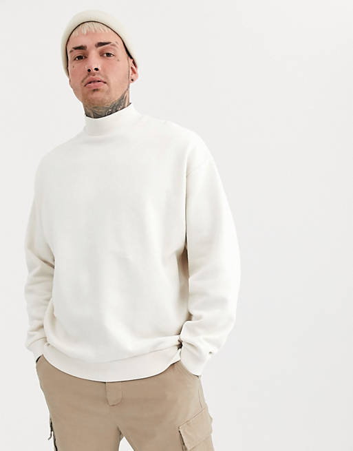 ASOS DESIGN oversized turtle neck sweatshirt in off white | ASOS