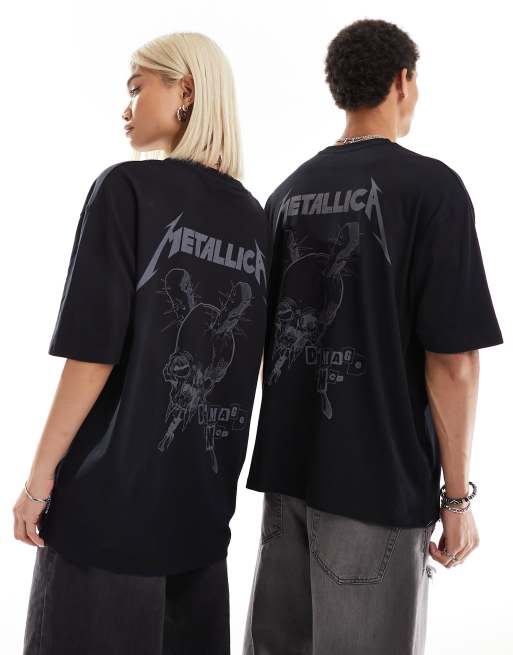 ASOS DESIGN - Oversized uniseks band T-shirt in zwart met Metallica-prints, 4 van 4